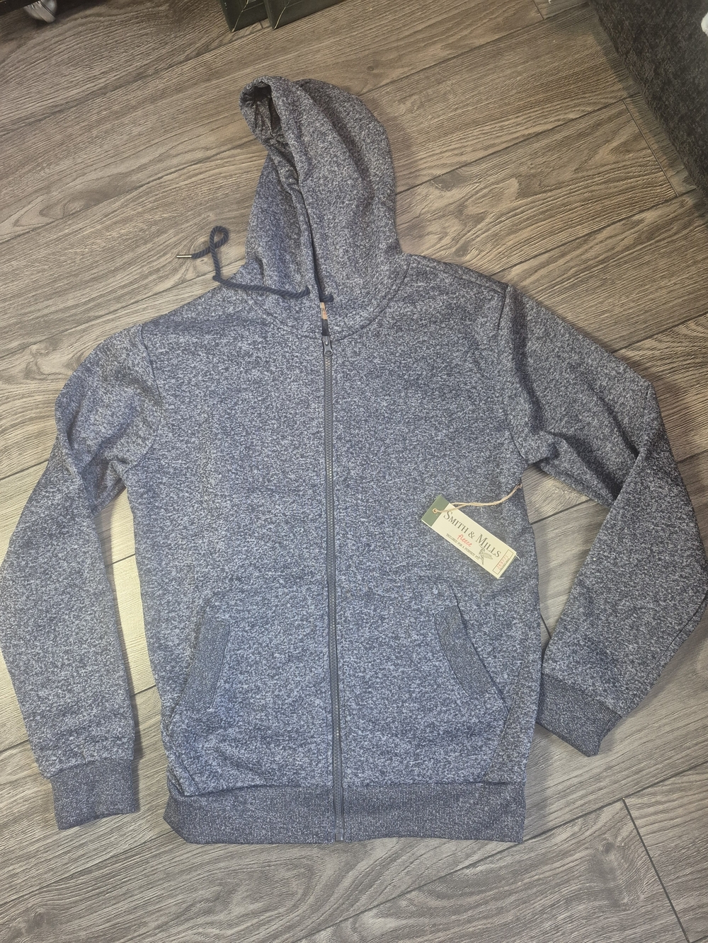 Men's Hooded Zip Sweater in Heather Navy - NWT